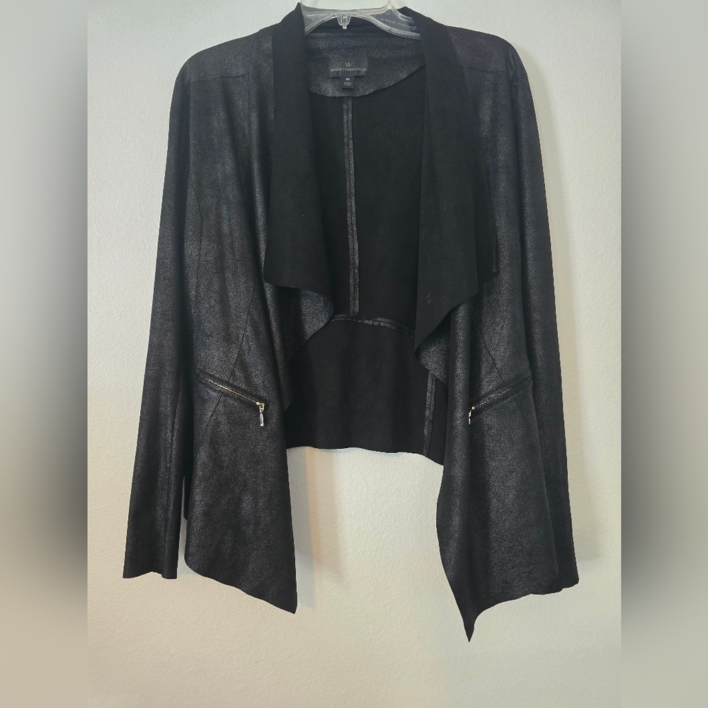 Worthington Black Faux Suede Cardigan Jacket Size M